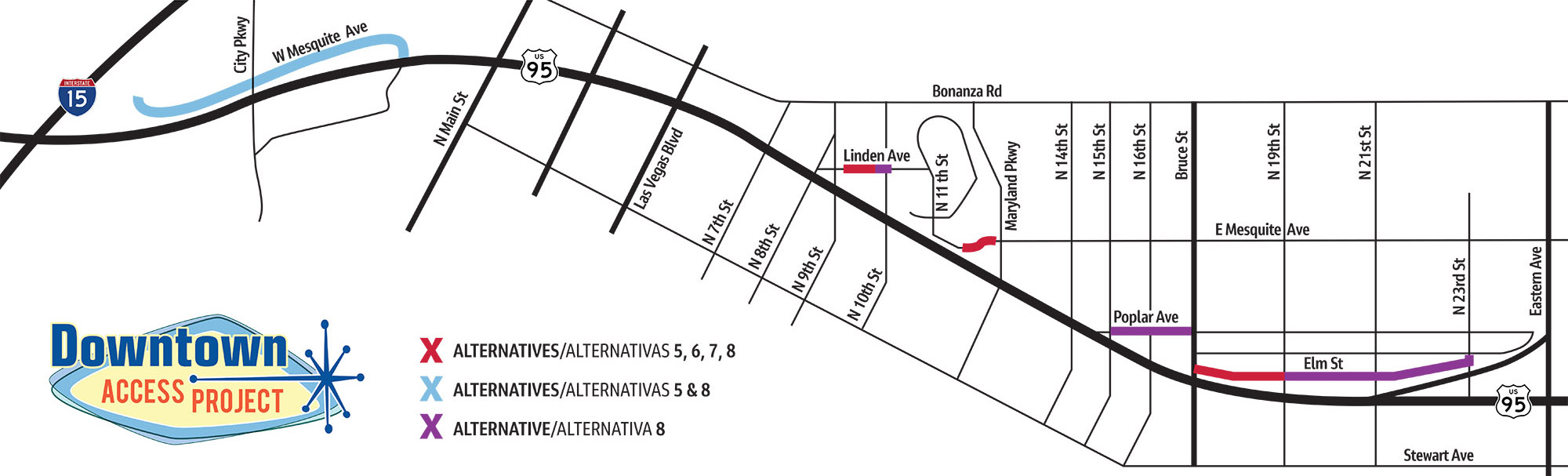 Map of proposed east-west street closures.